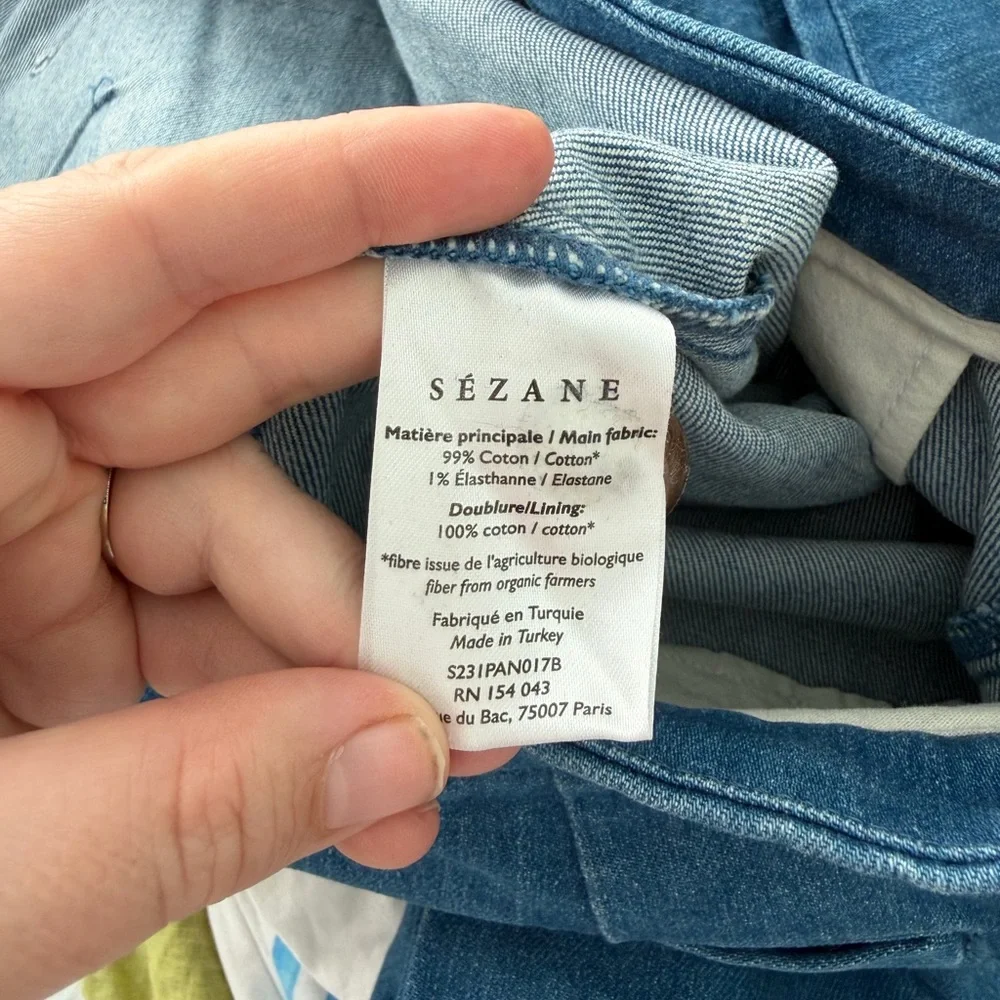 Sezane Wide Leg Jeans Size 14 Dan Trousers In Cyan Size 14 EU 46 - Picture 6 of 7